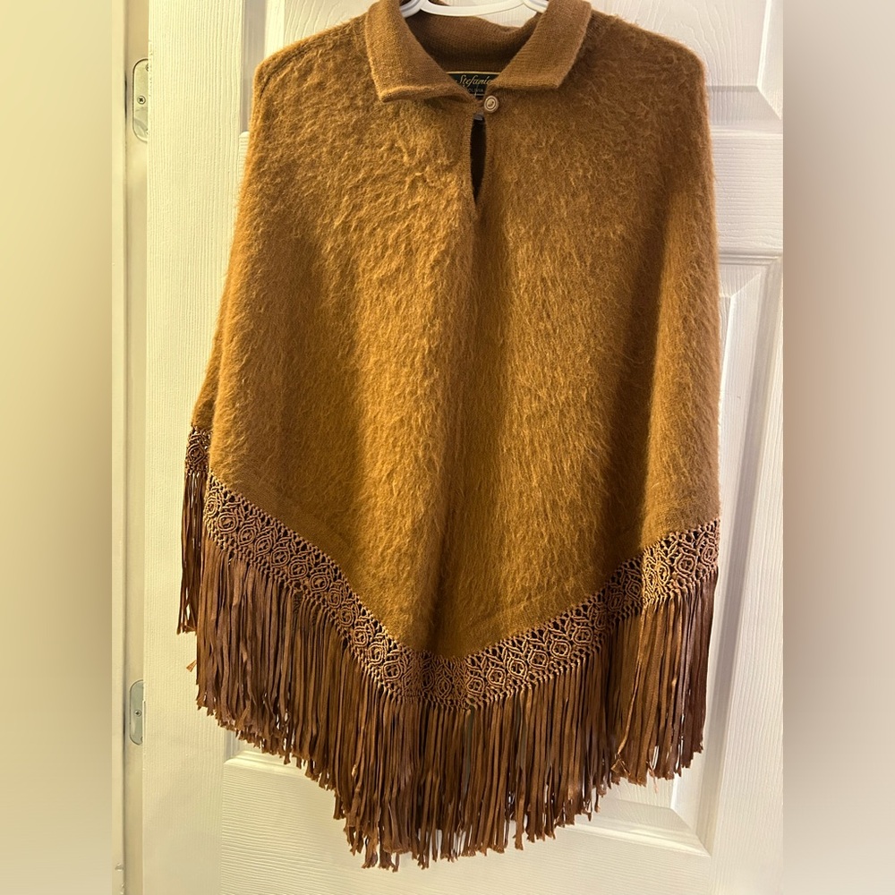 Brown Fringe Poncho